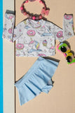 Donuts kids bikini sets wholesale Unicorn/ice cream print girl swimming suit 2pcs DLH2333