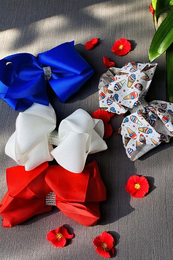 Children's hairbow 4th July Red white blue kids accessories 7.5