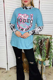 Women T-shirt wholesaler Rodeo cowgirl printed turquoise & short sleeve DLH12320 BS9