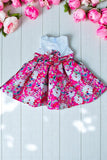 Princess dress wholesale White & Floral girls wedding dress with zipper DLH2876