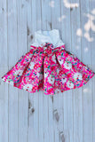 Princess dress wholesale White & Floral girls wedding dress with zipper DLH2876