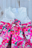 Princess dress wholesale White & Floral girls wedding dress with zipper DLH2876