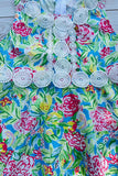 Toddler girls dress suppliers Floral prints & white lace trim kids dress DLH2877