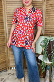 Women top wholesale Leopard printed & short sleeve & V-neckline GJQ15877