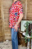 Women top wholesale Leopard printed & short sleeve & V-neckline GJQ15877