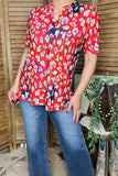 Women top wholesale Leopard printed & short sleeve & V-neckline GJQ15877