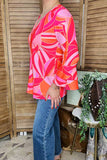 Women boutique clothing wholesale Multi color printed & ruffle 3/4 sleeves GJQ16042