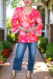 Women boutique clothing wholesale Multi color printed & ruffle 3/4 sleeves GJQ16042