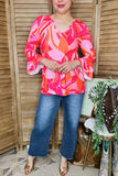 Women boutique clothing wholesale Multi color printed & ruffle 3/4 sleeves GJQ16042