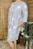 Women dress wholesale Grey & white star printed short sleeves & pockets GJQ13707 (BS6