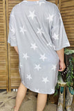 Women dress wholesale Grey & white star printed short sleeves & pockets GJQ13707 (BS6