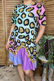 Women's dress wholesale Leopard printed w/short sleeves XCH14849 (AS5)