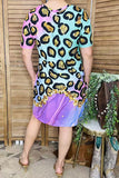Women's dress wholesale Leopard printed w/short sleeves XCH14849 (AS5)