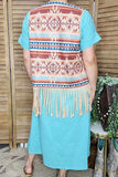 Western women vest suppliers Aztec printed suede fabric w/fringes GJQ14610 (AS11)