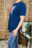 Women t-shirt suppliers Blue USA Flag printed buffalo short sleeves DLH10901  (GS10)