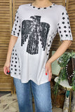 Ladies t-shirt wholesale Eagle & Stars printed short sleeve women top DLH14782 IS18