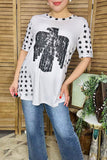 Ladies t-shirt wholesale Eagle & Stars printed short sleeve women top DLH14782 IS18