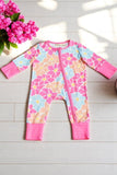 Baby onesie wholesale Floral printed long sleeve baby gilrs romper w/zippers XCH05019