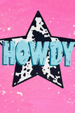 Girls boutique clothing wholesale "HOWDY" pink w/cow print short sleeve 2pc set XCH0777-9H
