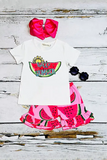 Girl clothing wholesale "Hello summer" watermelon printed top & shorts sets XCH0777-3H (A3S9)