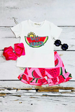 Girl clothing wholesale "Hello summer" watermelon printed top & shorts sets XCH0777-3H (A3S9)