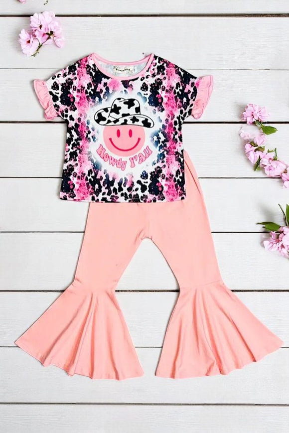 Western HOWDY Y'ALL Pink smiley face wcowgirl hat girls set XCH0777-20H