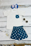 Buy 4th July girls clothes Leopard & star printed patriotic girl 2pc set XCH0777-29H