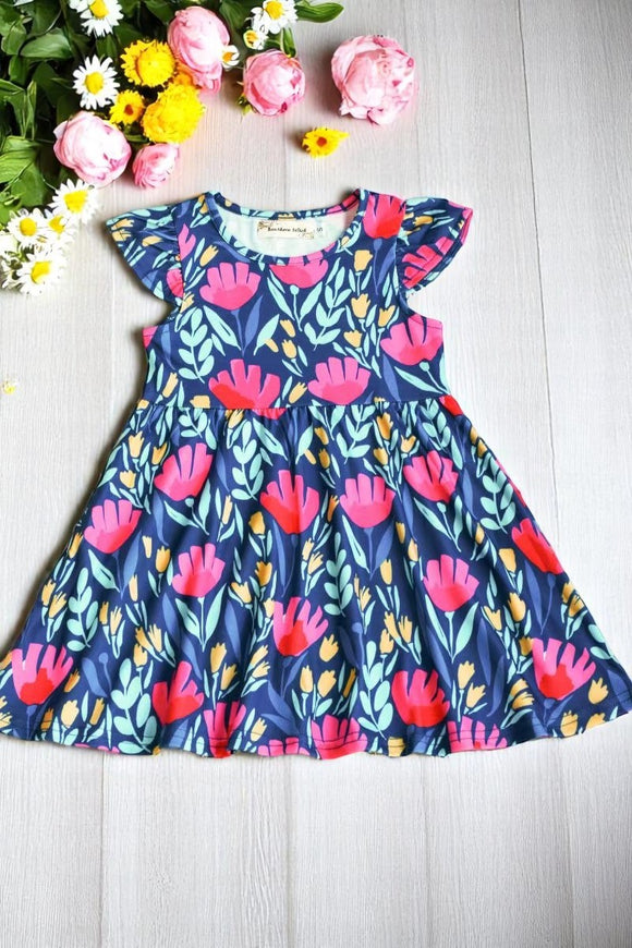 Mom and me floral dress girls boutique clothing with short sleeves XCH03021