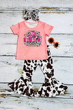Shop western kids clothes suppliers PUCKER UP COWBOY short sleeve girl set XCH0777-10H