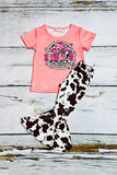 Shop western kids clothes suppliers PUCKER UP COWBOY short sleeve girl set XCH0777-10H