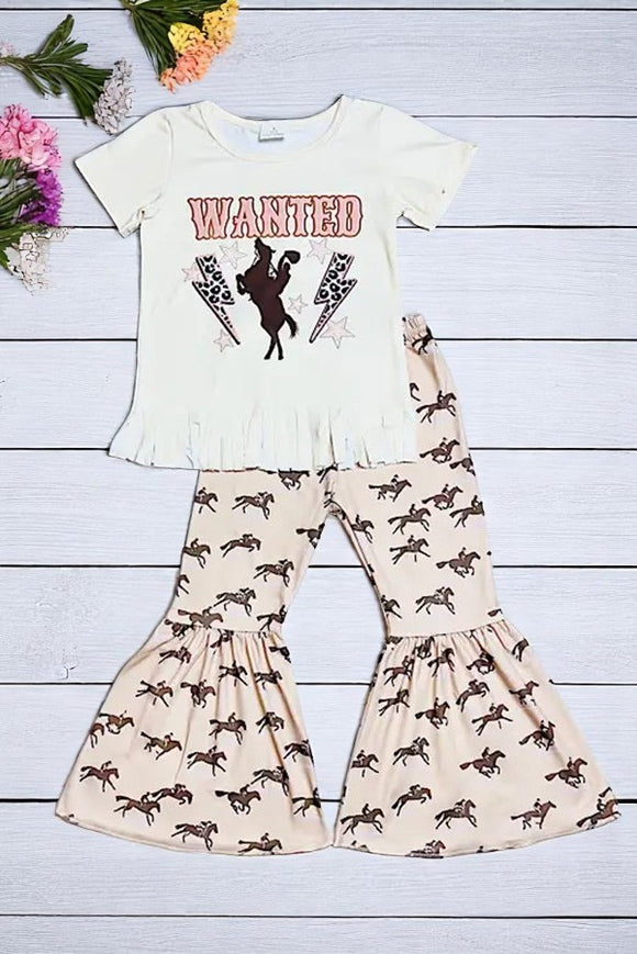 Western girls clothes wholesale WANTED horse riding girl 2pcs set 1138WY