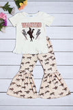 Western girls clothes wholesale WANTED horse riding girl 2pcs set 1138WY