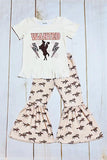 Western girls clothes wholesale WANTED horse riding girl 2pcs set 1138WY