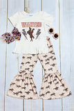 Western girls clothes wholesale WANTED horse riding girl 2pcs set 1138WY