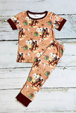 Shop boy's clothes Brown horse riding cowboy western UNISEX 2pcs set 1122WY