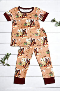 Shop boy's clothes Brown horse riding cowboy western UNISEX 2pcs set 1122WY