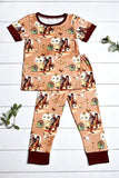 Shop boy's clothes Brown horse riding cowboy western UNISEX 2pcs set 1122WY