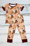 Shop boy's clothes Brown horse riding cowboy western UNISEX 2pcs set 1122WY