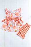 Shop girls boutique clothes Oranges, peaches, & daisies 2pc ruffle set 1148WY (A3S2)
