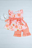 Shop girls boutique clothes Oranges, peaches, & daisies 2pc ruffle set 1148WY (A3S2)