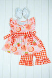 Shop girls boutique clothes Oranges, peaches, & daisies 2pc ruffle set 1148WY (A3S2)