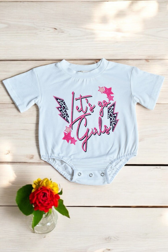 Summer baby onesie Let's go girls & lightning printed & short sleeves XCH05020
