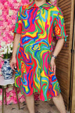Women's dress wholesale Multi color pattern printed w/short sleeves & bow YMY15971