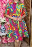 Women's dress wholesale Multi color pattern printed w/short sleeves & bow YMY15971