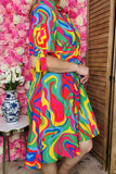 Women's dress wholesale Multi color pattern printed w/short sleeves & bow YMY15971