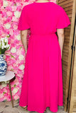 Fuchsia Maxi dress wholesale bell short sleeves & elastic waist BQ16168 (AS9)