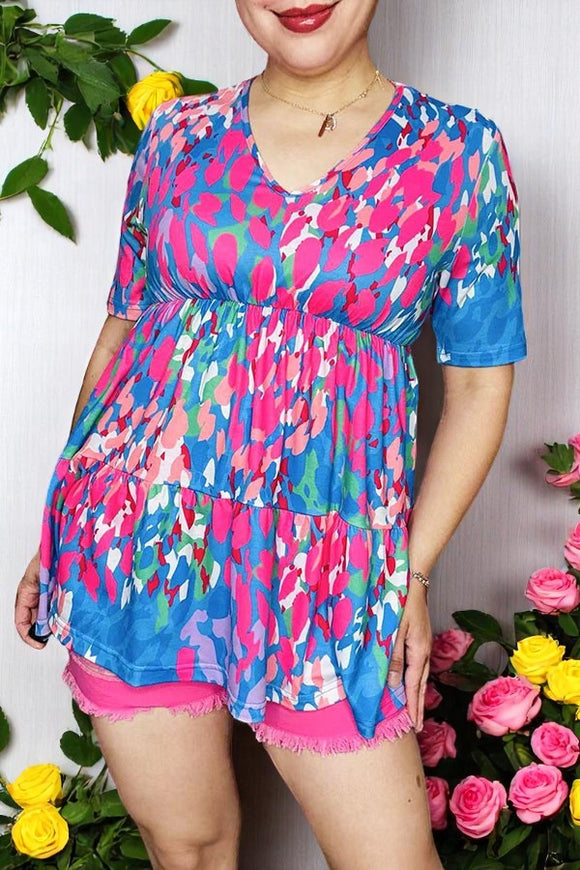 Women t-shirt wholesale Multi color leopard printed short sleeve top GJQ16253