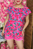 Women's blouse wholesale Floral printed & off shoulder & double ruffles GJQ16271