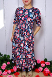 Buy Multi color floral printed women's maix dress w/half sleeve elastic waist GJQ16148