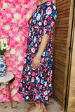 Buy Multi color floral printed women's maix dress w/half sleeve elastic waist GJQ16148